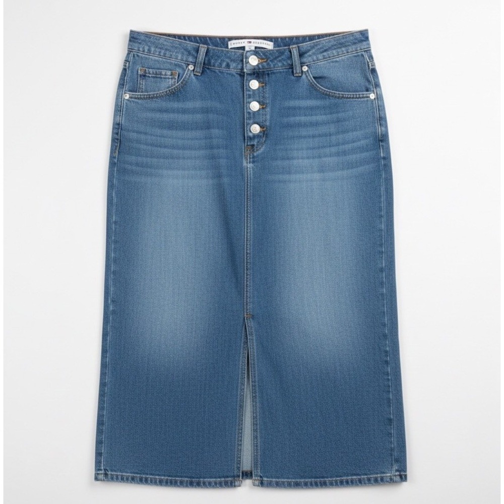 SHIPS TODAY! Tommy Hilfiger Long Demim Skirt, Size 10- Y2K Authentic‎